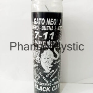 7 Day Candle Lucky Black Cat - Alleged Fast Luck, Peaceful Home, Money Drawing Black Color Glass Jar Candle